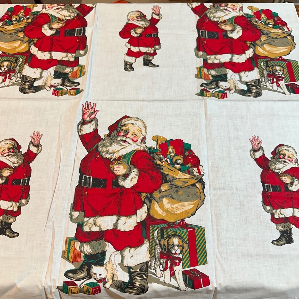 Vintage Santa Claus Fabric‎ Panel Christmas Holiday Decor Crafting Projects